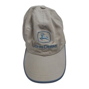 John Deere Tan Baseball Cap Blue Embroidered Logo Adjustable Hat MPC Louisville
